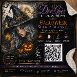 Gothillustratie van Heksen op Halloween Sherpa Deken