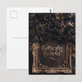 Gothisch dankbare typografie met donkere rozen briefkaart (Voorkant / Achterkant)