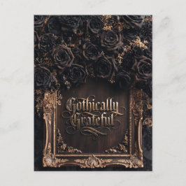 Gothisch dankbare typografie met donkere rozen  briefkaart