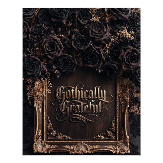 Gothisch dankbare typografie met donkere rozen  perfect poster (Voorkant)