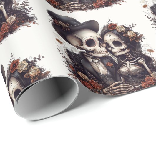 Gothisch Halloween Koppel Cadeaupapier (Rol Hoek)