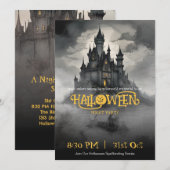 Gothisch Kasteel Vintage Griezelen Halloween Feest Kaart (Voorkant / Achterkant)