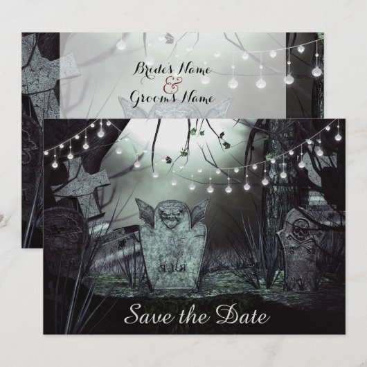 Gothisch kerkhof Save the Date trouwkaart Kaart (Voorkant / Achterkant)