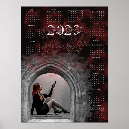 Gothisch meisje- 2023 kalender  poster (Voorkant)