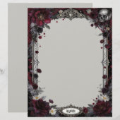 Gothisch met rode en witte bloemen en schedel brie briefhoofd (Voorkant / Achterkant)
