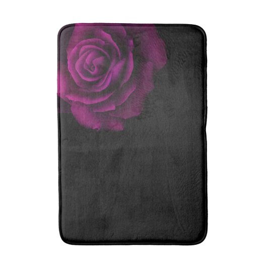 Gothisch Paars-Red Rose Flower Monogram Badmat (Voorkant Verticaal)