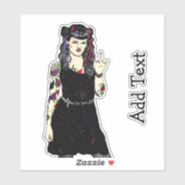 Gothisch Punk meisje dat de vogel overspoelt Sticker (Vel)