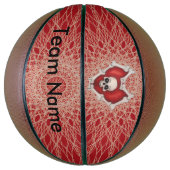 Gothisch rood hart van Botten met schedel op spier Basketbal (Verticaal)