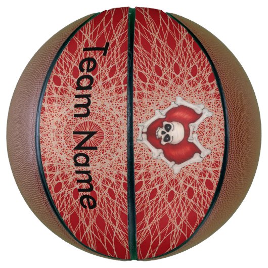 Gothisch rood hart van Botten met schedel op spier Basketbal (Verticaal)