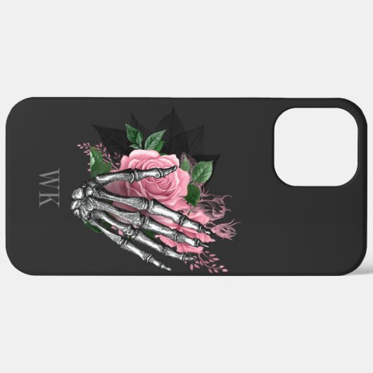  gothisch roze rozen skeletmonogram Case-Mate iPhone case (Achterkant / Rechts)