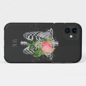  gothisch roze rozen skeletmonogram Case-Mate iPhone case (Achterkant (horizontaal))