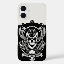 Gothisch schedelontwerp iPhone 16 hoesje