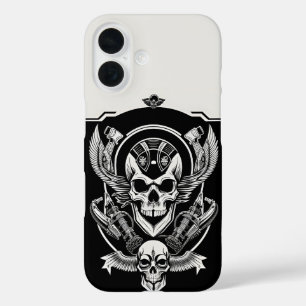 Gothisch schedelontwerp iPhone 16 hoesje