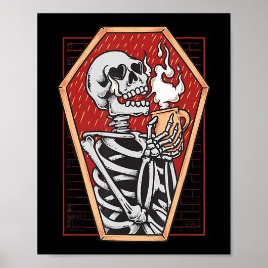 Gothisch skelet in Coffin Mall Gothic Halloween Ae Poster (Voorkant)
