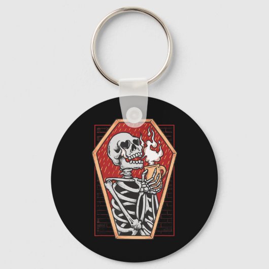 Gothisch skelet in Coffin Mall Gothic Halloween Ae Sleutelhanger (Voorkant)