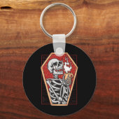 Gothisch skelet in Coffin Mall Gothic Halloween Ae Sleutelhanger (Voorkant)