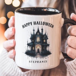 Gothisch Victoriaans Gehekst Huis Gelukkig Hallowe Mok