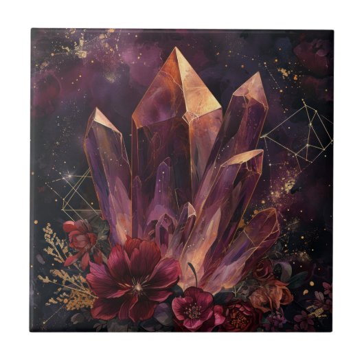 Gothische Amethist Bloem Galaxy Patroon Tegeltje (Voorkant)