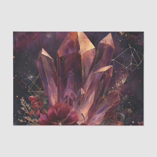 Gothische Amethist Bloem Galaxy Patroon Tissuepapier (Voorkant)