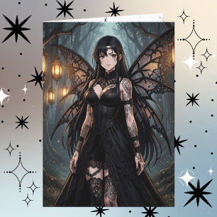 Gothische Anime Fee Meisje Gelukkige Verjaardag Kaart
