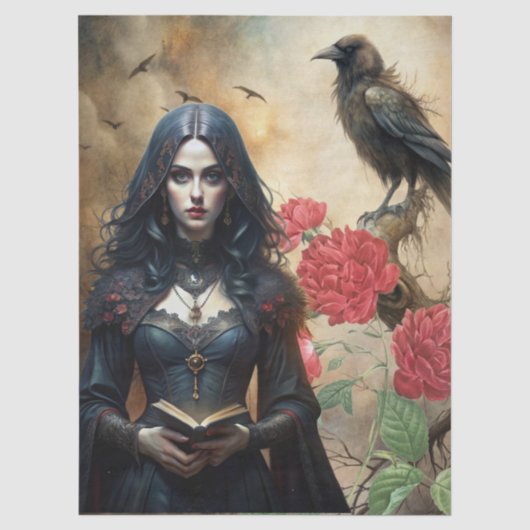 Gothische Arcana Tarot Lezer & Raven Fantasy  Tissuepapier (Voorkant)