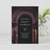  Gothische Arch Elegant Wedding Donker Zwart Kaart (Staand voorkant)