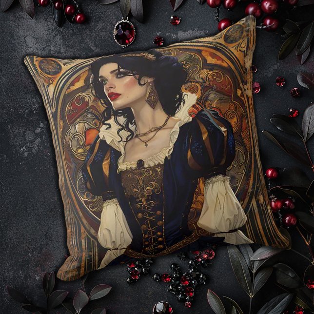 Gothische Art Nouveau Vrouw Kussen (Creator heeft geüpload)