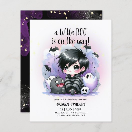 Gothische babyjongen spook kleine Boo op komst (Voorkant / Achterkant)