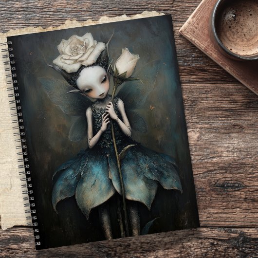 Gothische betoverde fee met witte roos planner