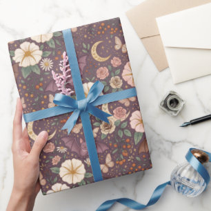 Gothische betoverende vliegende vleermuizen maan b cadeaupapier