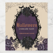 Gothische bloem Halloween met aangepaste naam Wijn Etiket (Enkel label)