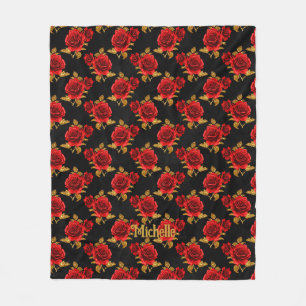 Gothische Bloemen Fleece Deken