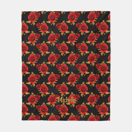 Gothische Bloemen Fleece Deken (Voorkant)