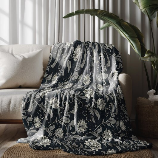 Gothische Bloemen Patroon Fleece Deken