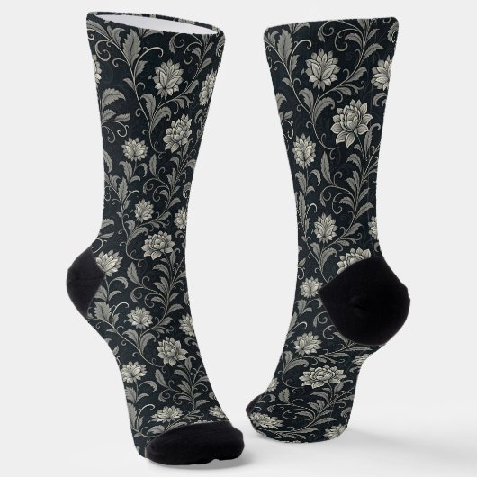 Gothische Bloemen Patroon Sokken (Gebogen)