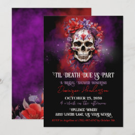 Gothische bloemenschedel Halloween bruidsdouche Kaart