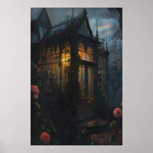 Gothische bloemenserre rozen kunst afdrukbaar poster (Voorkant)