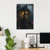 Gothische bloemenserre rozen kunst afdrukbaar poster (Thuiskantoor)