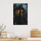 Gothische bloemenserre rozen kunst afdrukbaar poster (Keuken)