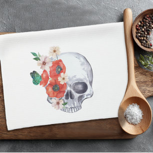 Gothische Bloemenskelet Theedoek