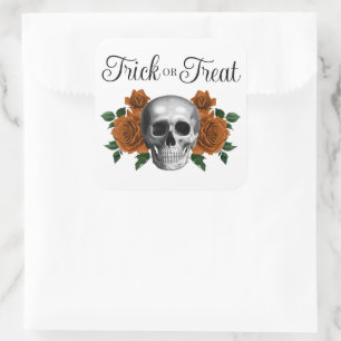Gothische bloemrijke schedel trick or treat Hallow Vierkante Sticker