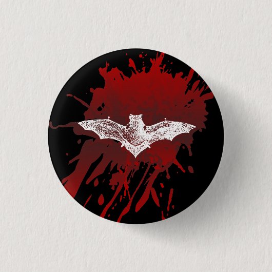 GOTHISCHE BLOODY BAT VAMPIRE RONDE BUTTON 3,2 CM (Voorkant)
