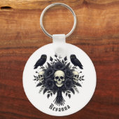 Gothische boeket met drie schedels en twee uilen sleutelhanger (Achterkant)