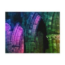 Gothische bogen die oud zijn en gebeten Whitby abb