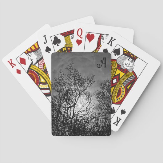 Gothische boom mystiek monogram pokerkaarten (Achterkant)