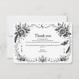 Gothische Botanische Bedankkaart Zwart en Wit