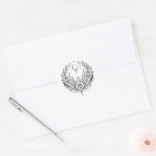 Gothische botanische krans bruiloft ronde sticker