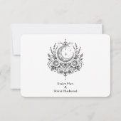 Gothische botanische RSVP zwart en wit Bedankkaart (Achterkant)