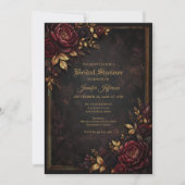 Gothische bruiloftsfeest uitnodiging met bloemen (Voorkant)