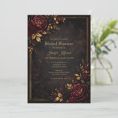Gothische bruiloftsfeest uitnodiging met bloemen (Staand voorkant)
